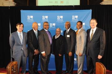 Baltimore leaders pose for photo following BLocal announcement