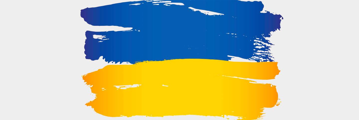 Blue and yellow paint strokes meant to represent Ukraine flag